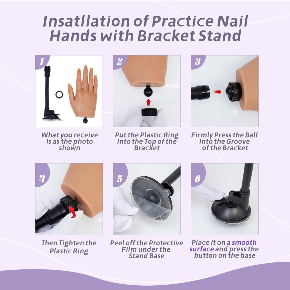 Practice Hand for Acrylic Nails,Realistic Silicone Professional Mannequin Han...
