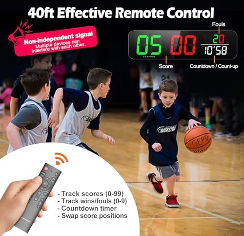 15.2" Digital Scoreboard Clock with Countdown Timer, LED Color Display, Remote C