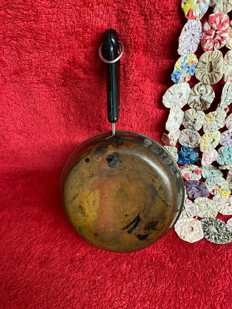 Vintage Small Copper Bottom Skillet Black Handle with Hanging Loop