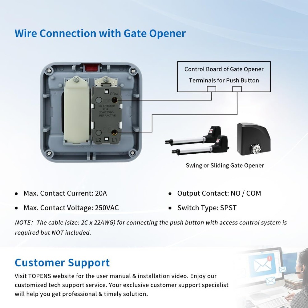 Tc148 Waterproof Wall Push Button Surface Mounted Wired Release Switch For Autom