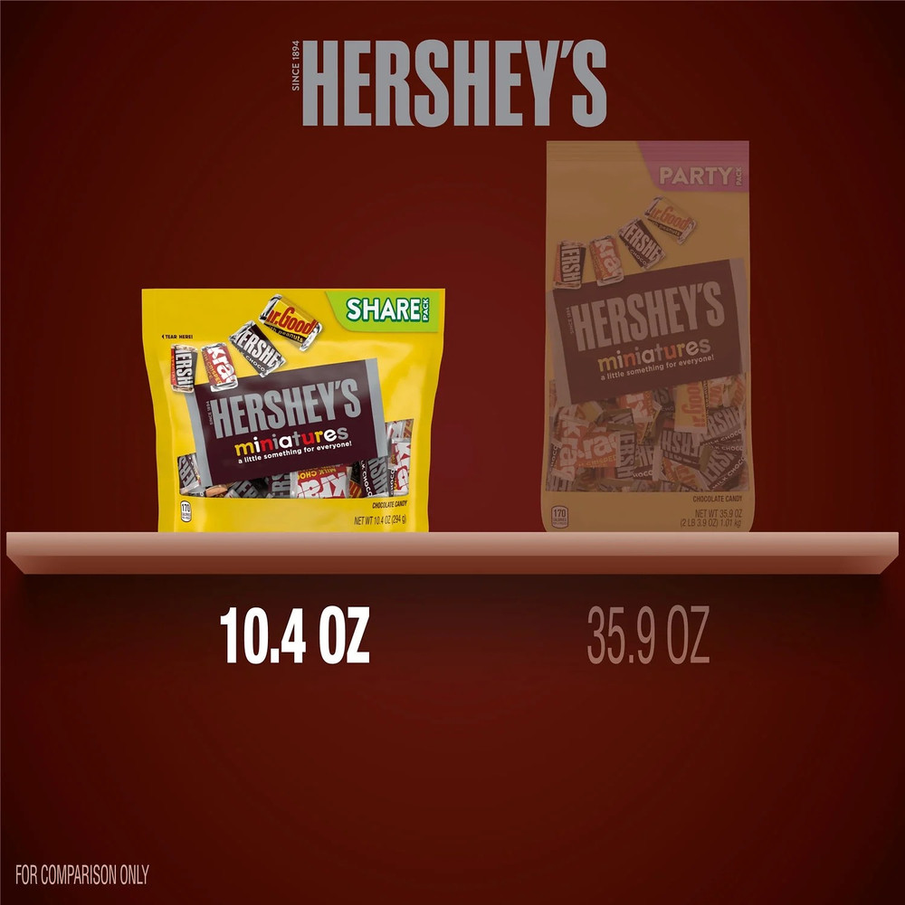 Hershey's Miniatures Assorted Chocolate Candy, Share Pack 10.4 oz