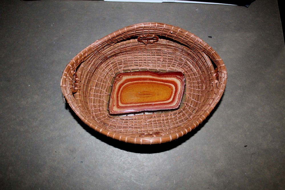 Pine Needle Art Piece Basket Agate