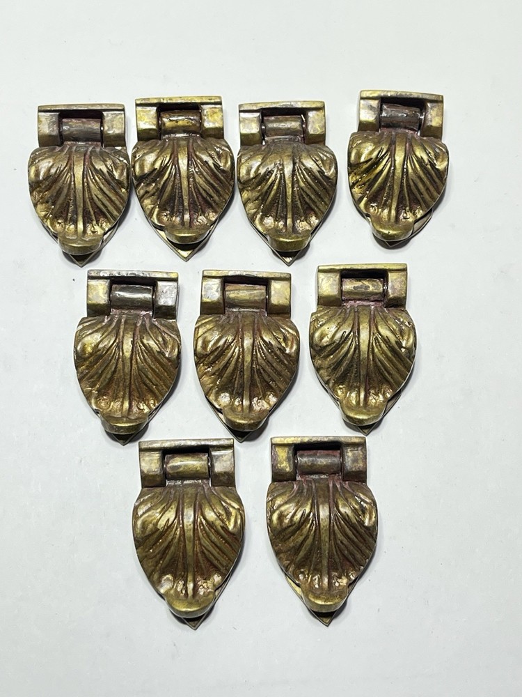 9 Brass Leaf Shaped Hinge Covers Used