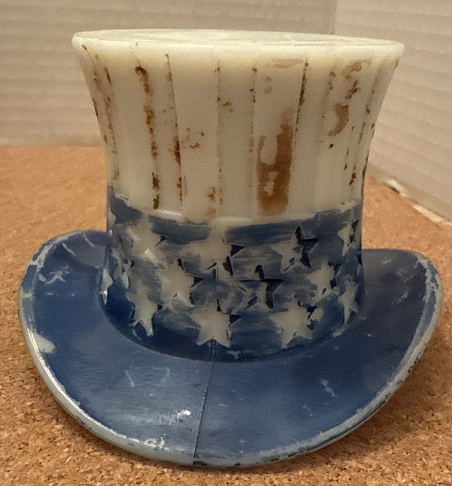 Antique Uncle Sam Hat Milk Glass Candy Container