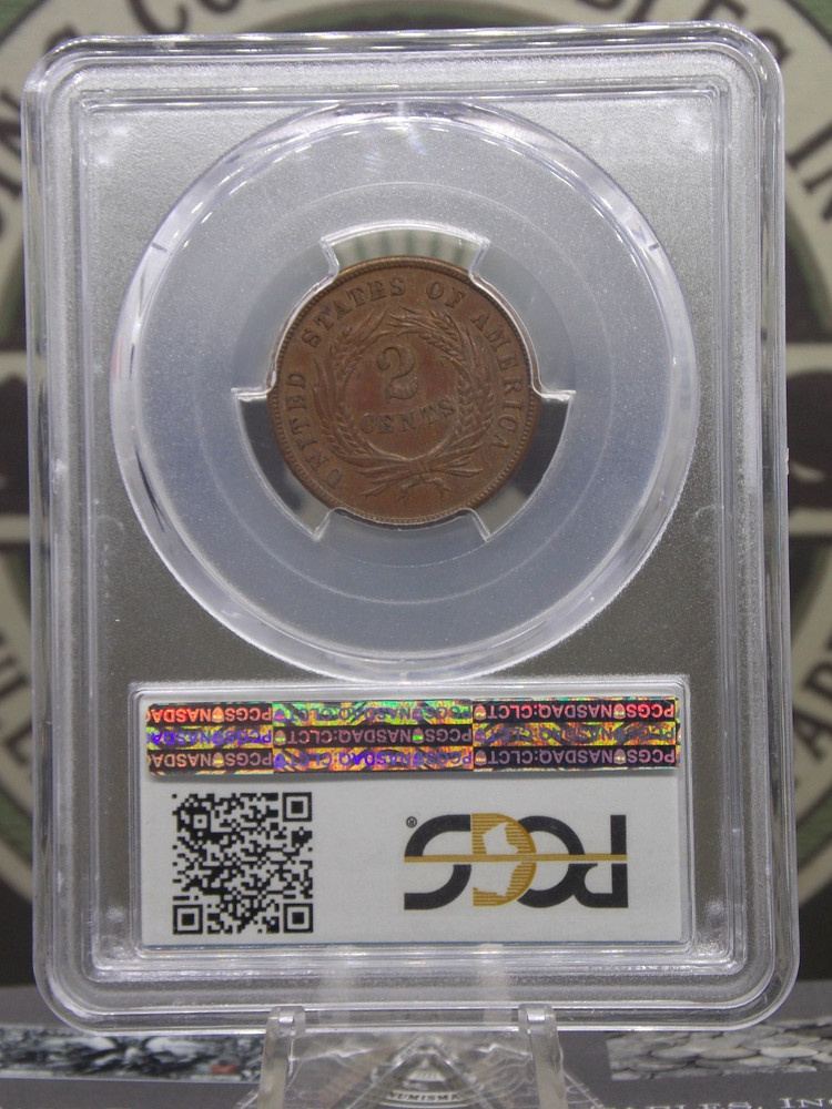 1865 U.S. Two 2 Cent Piece 2c PCGS MS63 BN #004 Unc BU Uncirculated ECC&C, Inc.