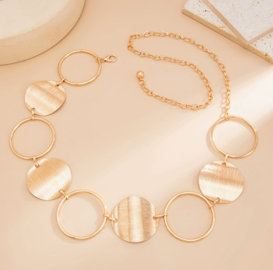 Metal disc ring waist chain