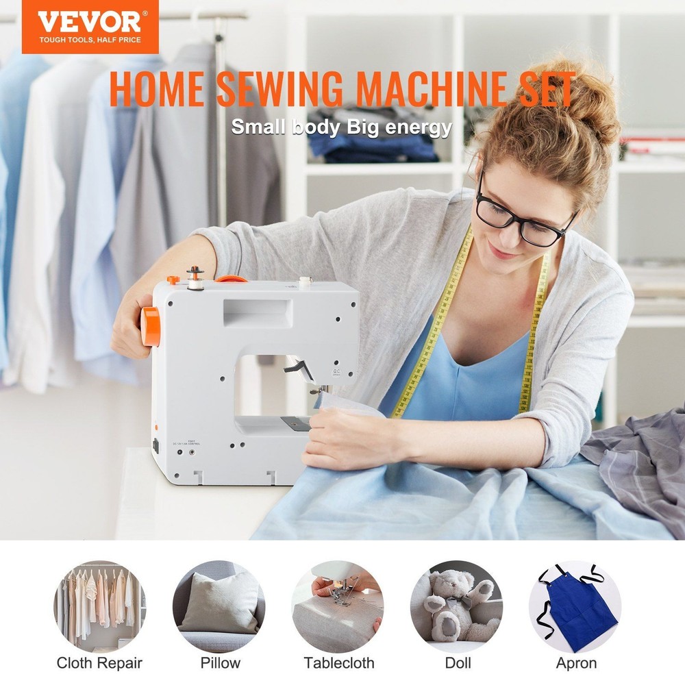 38-Stitch Beginner Sewing Machine with Reverse, 350-400 SPM, Extension Table