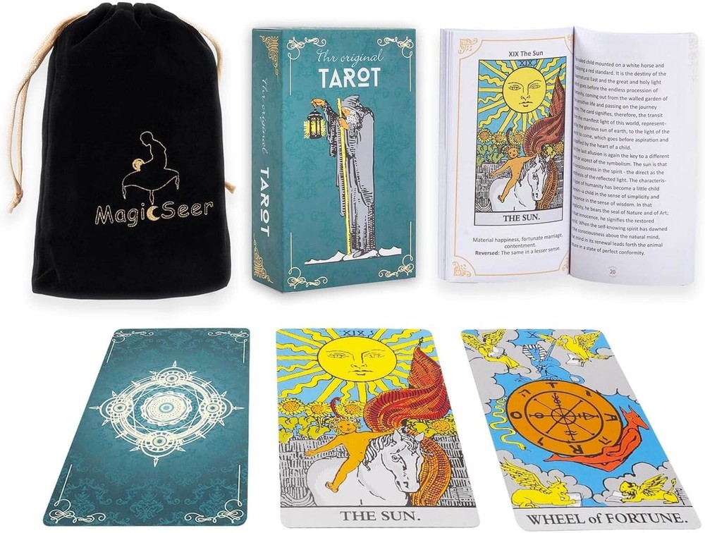 MagicSeer Tarot Cards, 78 Pcs Durable Large Borderless Deck for Beginners...