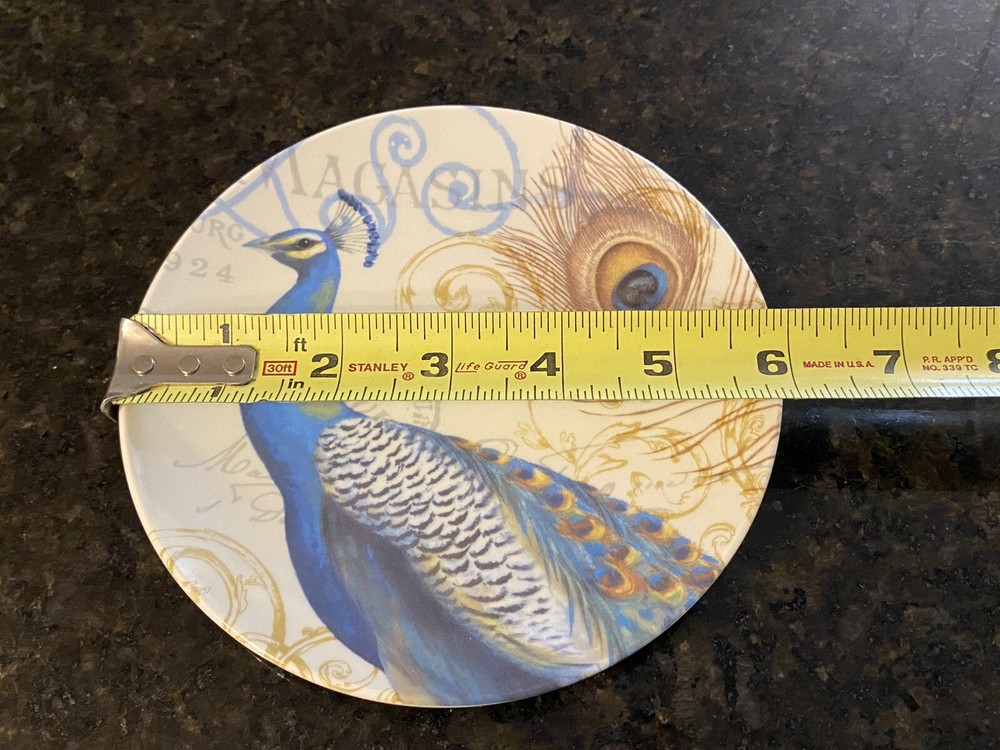 (4) Peacock Blue Prima Design Paris Appetizer Dessert Bread Bollywood MINT