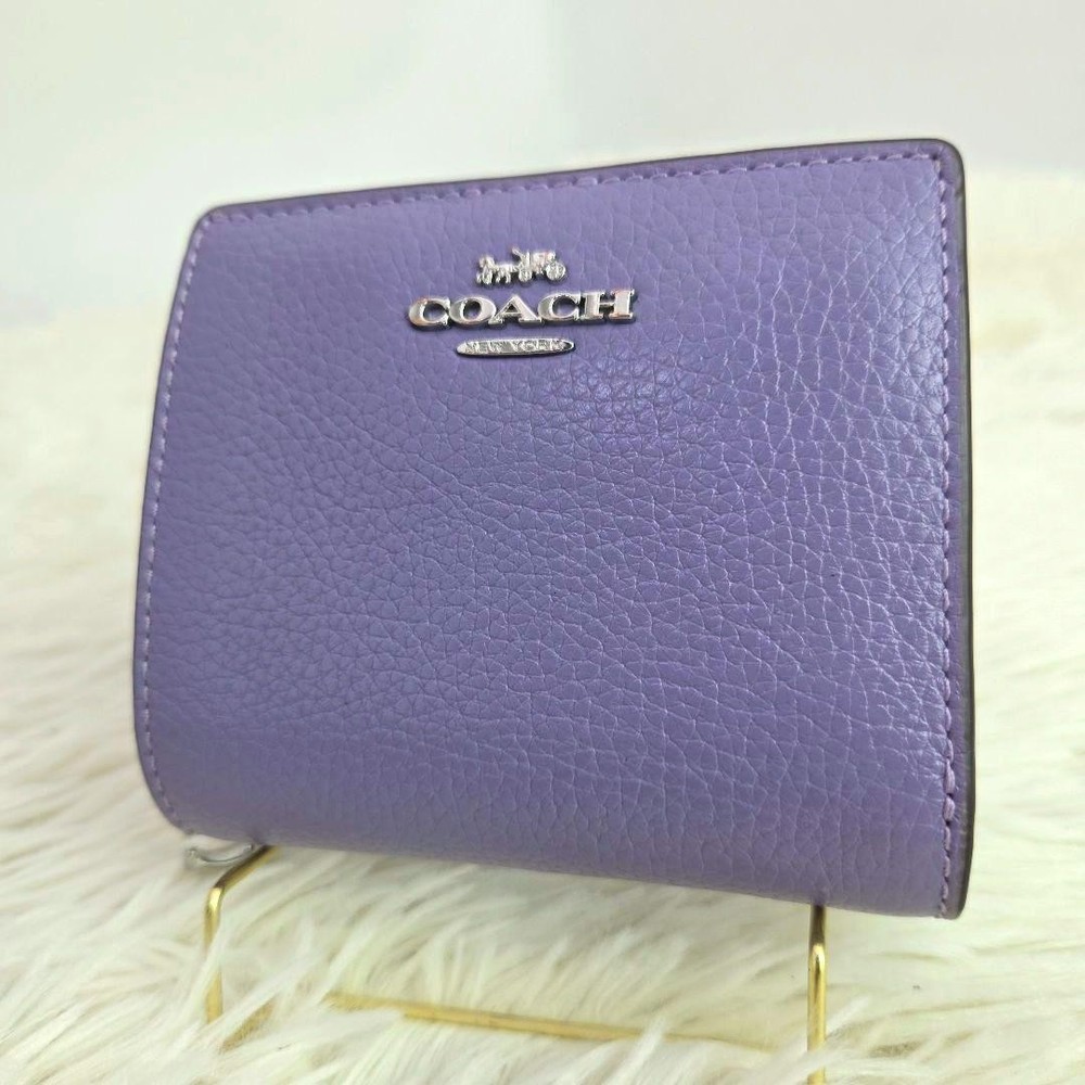 COACH Snap Wallet Folded Wallet Leather Purple