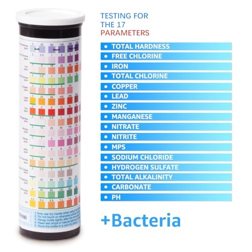 Water Testing Kits for Drinking Water, 100 Strips + 4 Bacteria Tests, 17 in 1