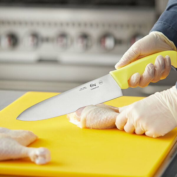 Choice 8" Chef Knife with Neon Yellow Handle, NSF Listed