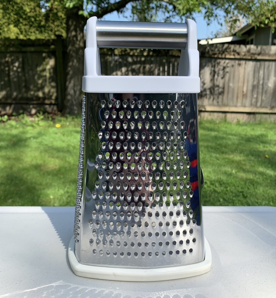 KitchenAid Stainless Steel Box Grater, 4 Sided with White Handle - NICE!