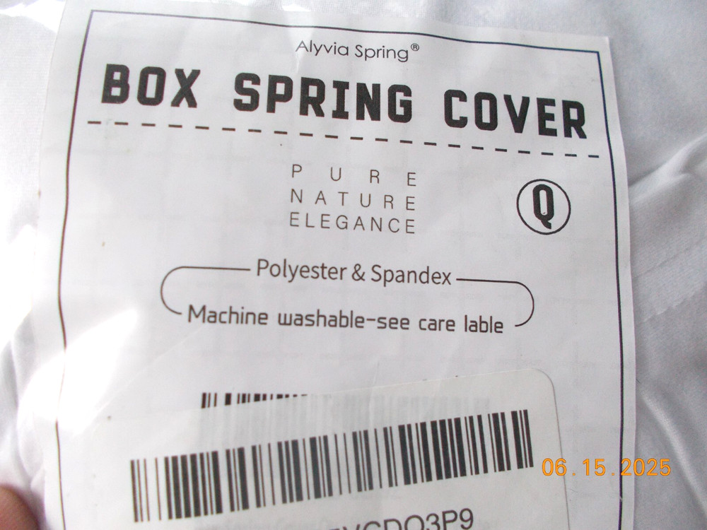 New in Package Alyvia Spring Queen Size Box Spring Cover, White, Poly & Spandex