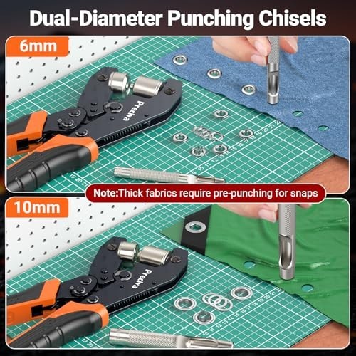 Grommet Tool Kit with 280 Eyelets & Grommets, 3/8" & 1/4" Double Head Handheld
