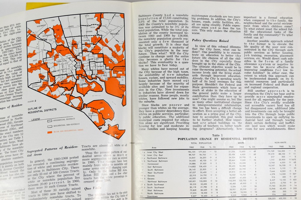 1970 Baltimore Plans MD Planning Commission Population Segregated Residents