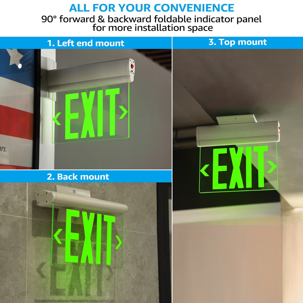 2-Pack LED Edge Lit Exit Sign, with Rotating Clear Panel, Single Acrylic Face