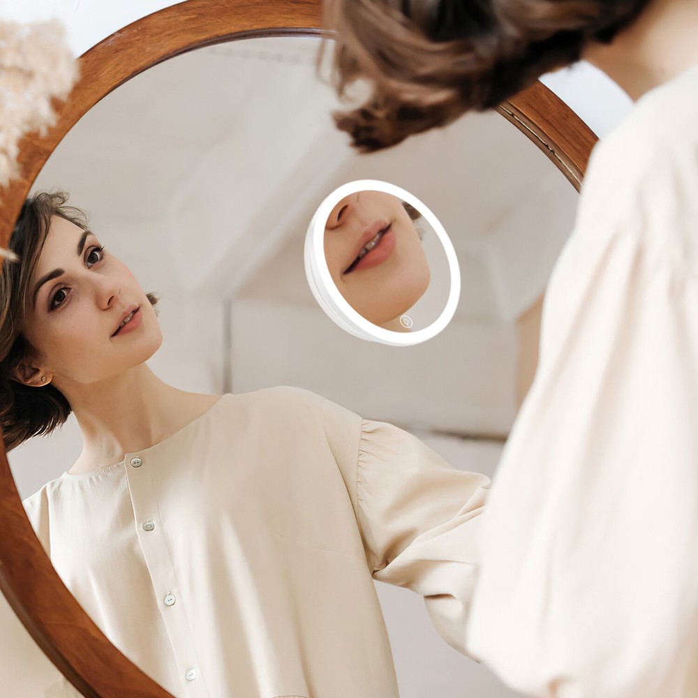30X LED Lighted Portable Makeup Mirror Magnifying with Suction Cup Dimmable