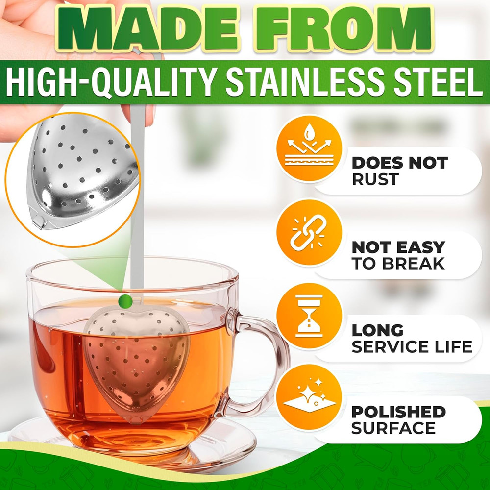10 Pcs Heart Tea Infuser for Loose Leaf Tea Steeper – Rust-Resistant Stainless S