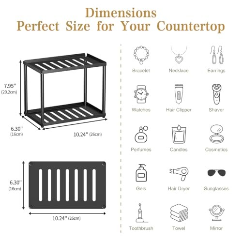 2 Tier Bathroom Counter Organizer, Rectangular Vanity Standard Version