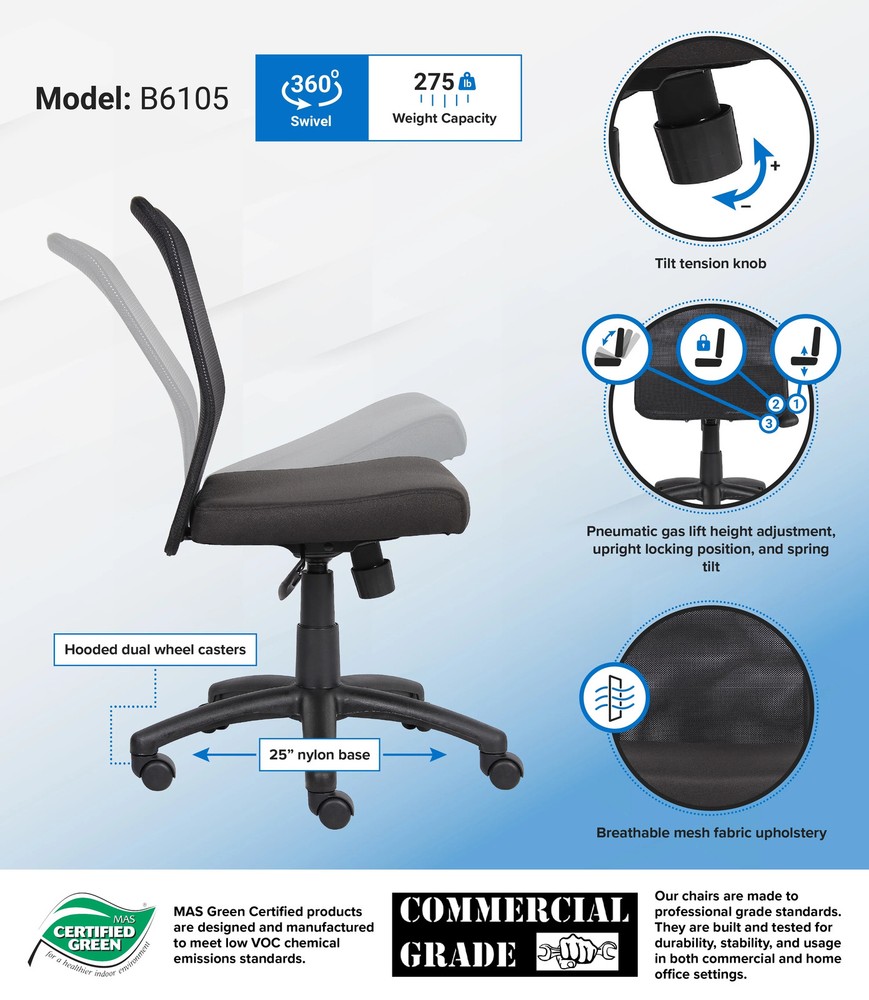 Boss Office Products B6105 Task Chair, Black