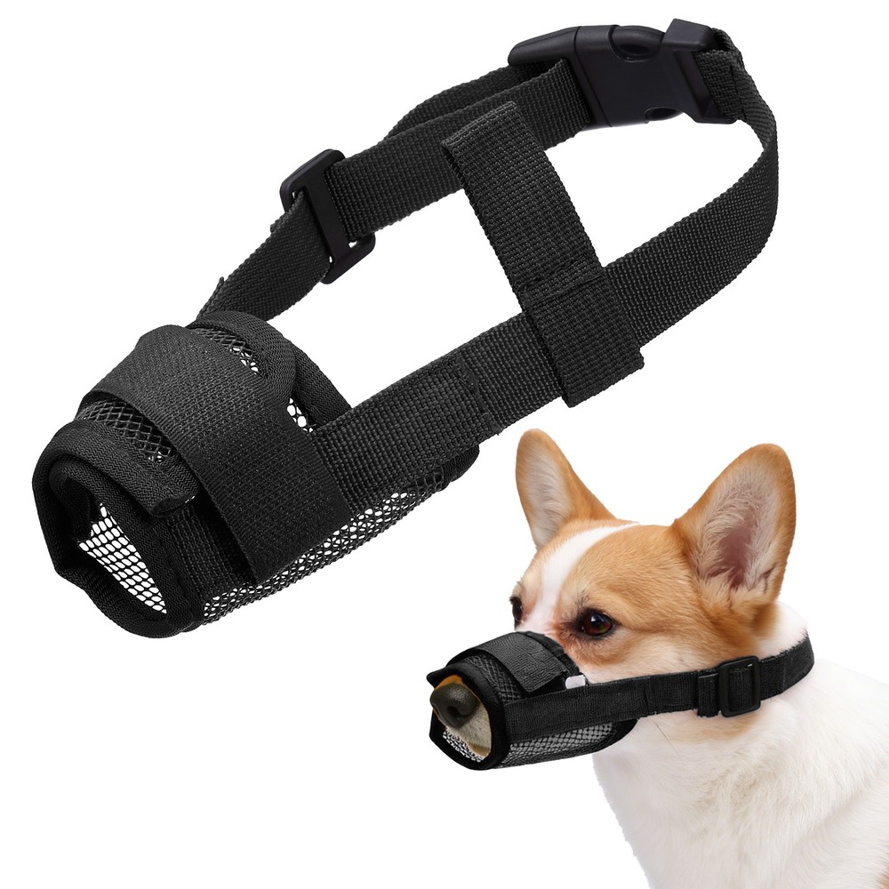 Dog Muzzle Soft Mesh Muzzle Mouth Guard Cover Black XXL