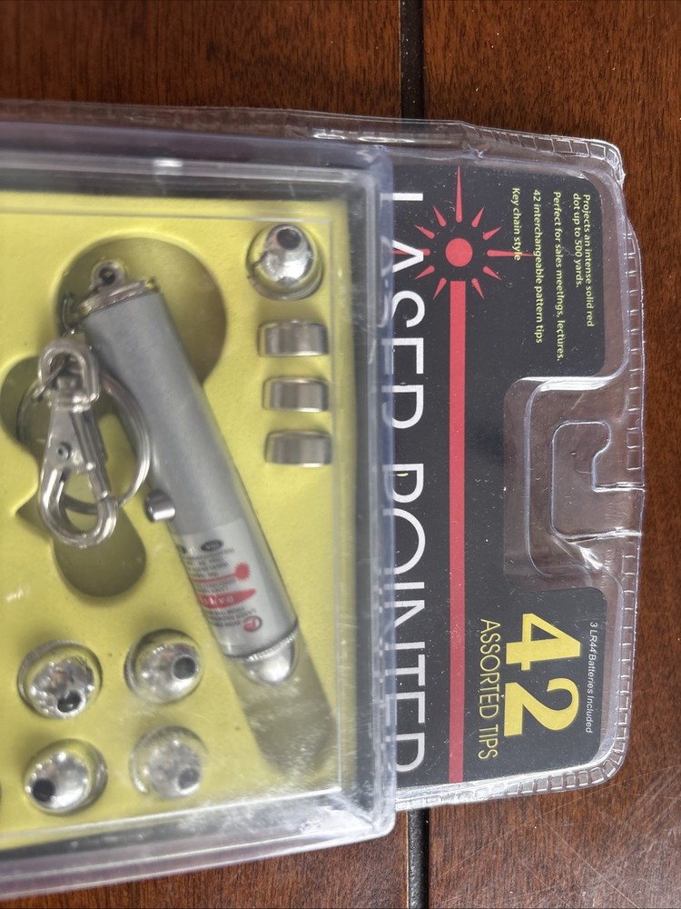 Laser Pointer Keychain with 42 Interchangeable Asst. Pattern Tips