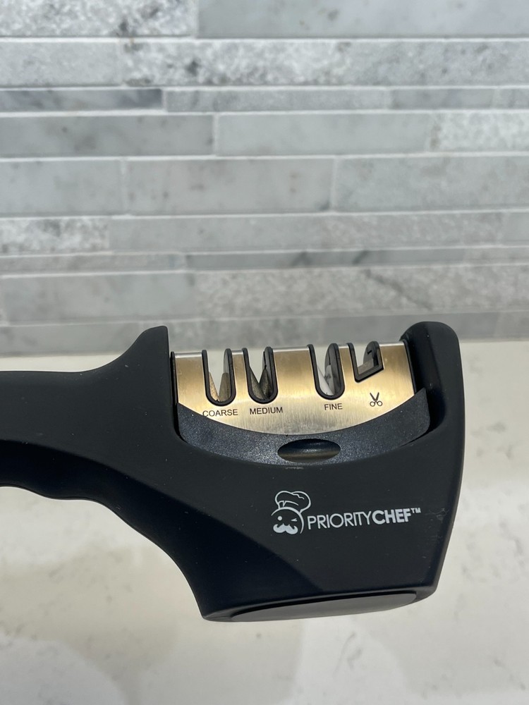 PriorityChef 3 Stage Manual Coarse Medium Fine Kitchen Knife Sharpening Tool