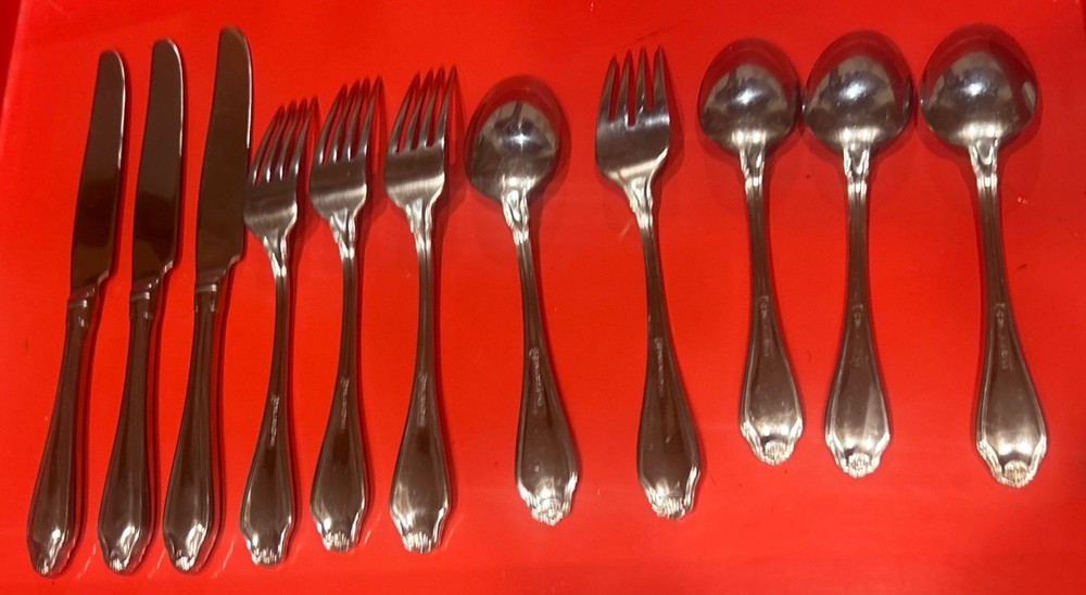 11 Pc Wallace SHELLBROOK Stainless 18/8 Mixed Flatware Glossy VC