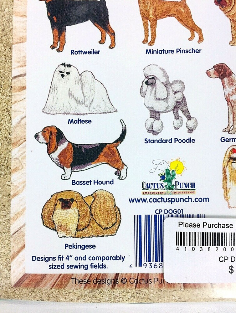 Cactus Punch Embroidery Digitizing - Dogs 19 Designs