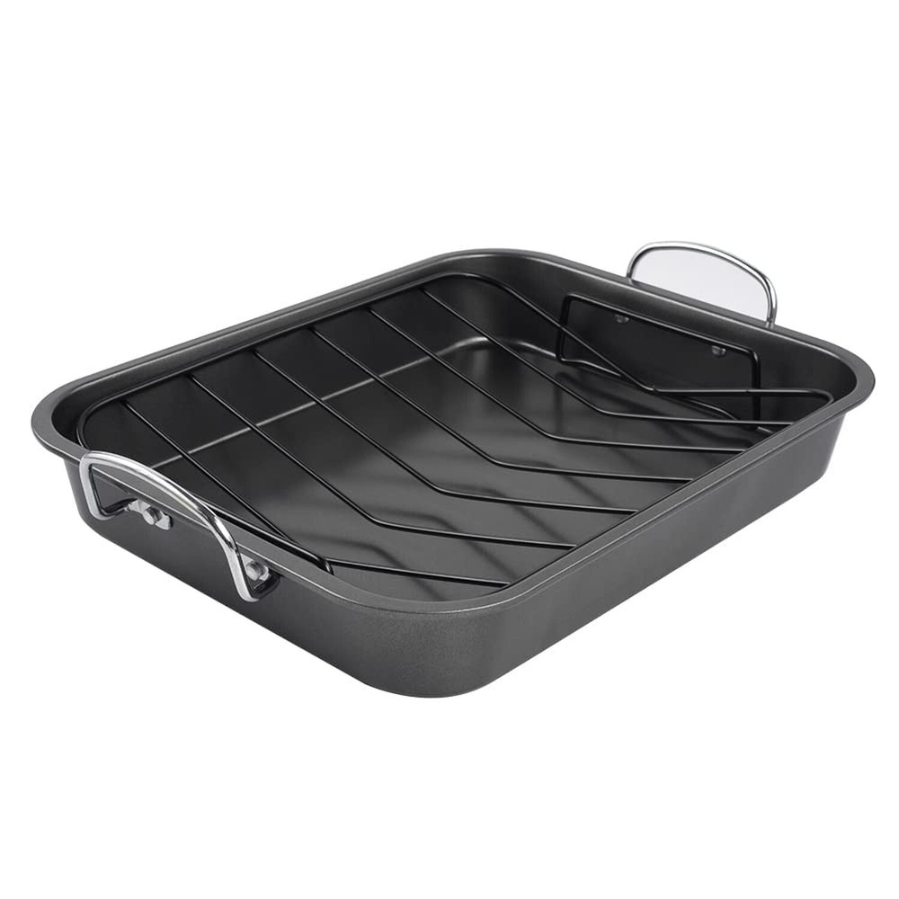 Nonstick Roasting Pan, Roaster with Rack - 16 Inch Rectangular Grill Suitable...