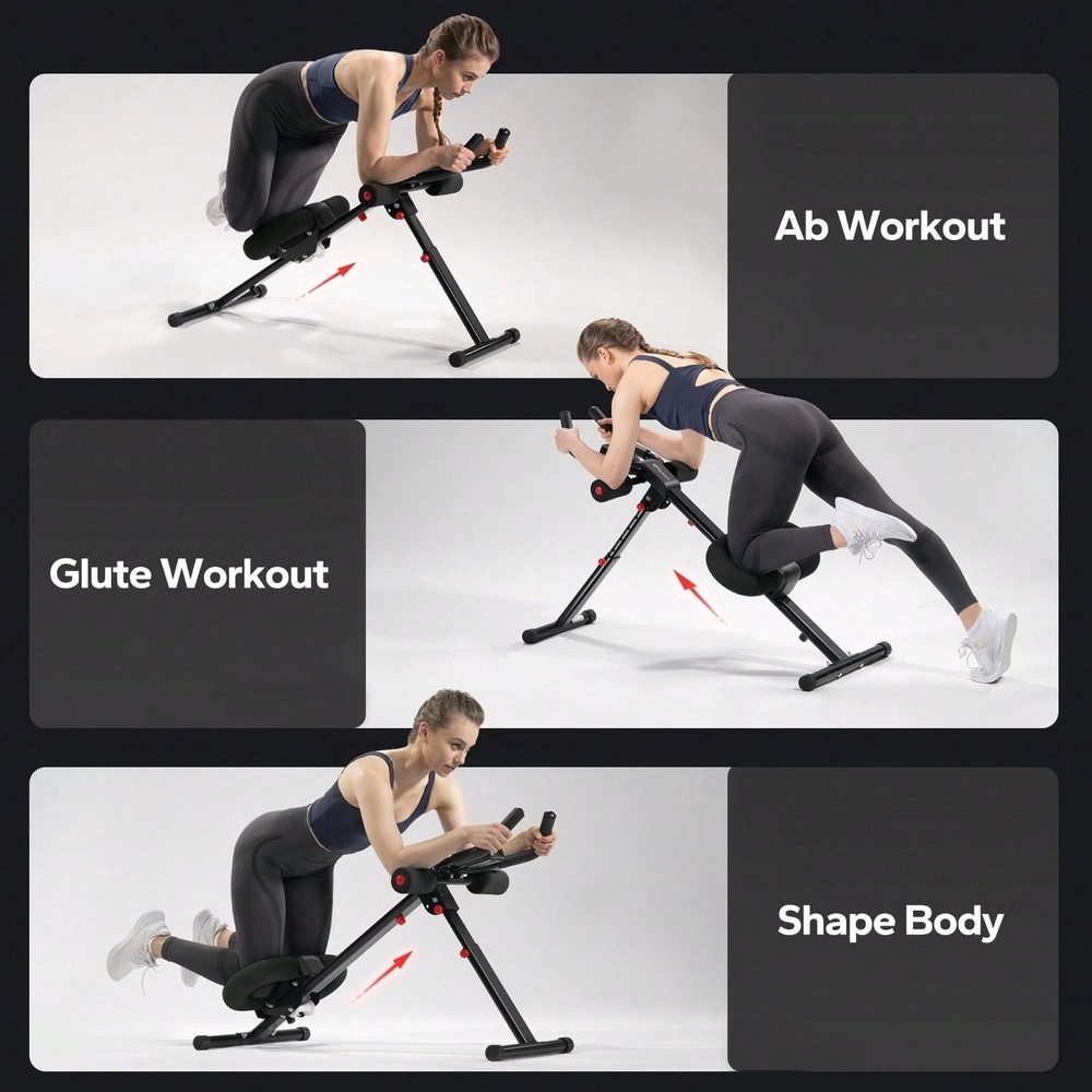 Foldable Ab Machine Adjustable Workout Equipment Core Trainer w/ LCD Display