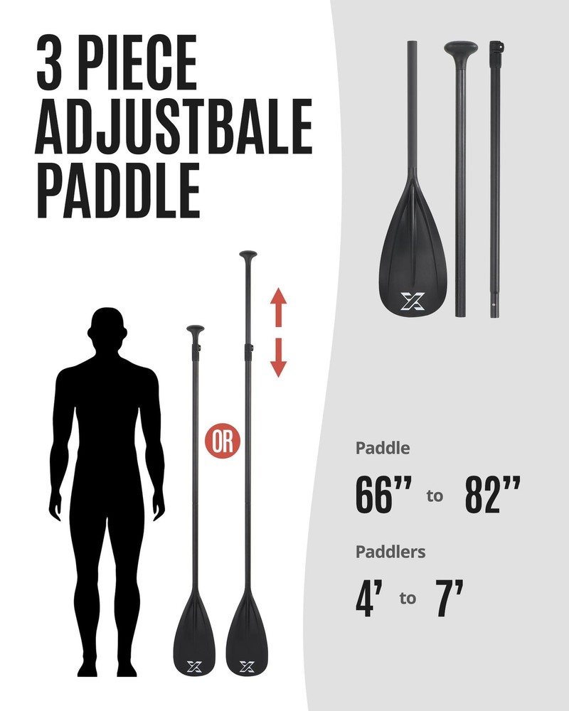 Paddle Board Paddle, 3 or 4 Piece Adjustable SUP Paddle, Detachable Floating ...