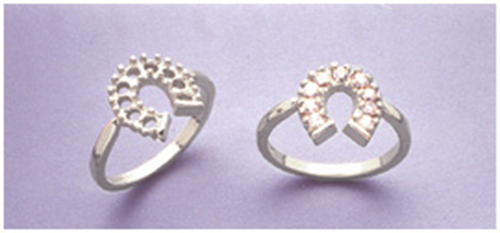 Cluster Horseshoe Pre-Notched Ring Setting In Solid Sterling Silver (Size 5- 8)