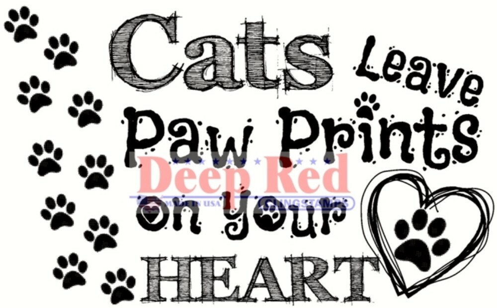 Deep Red Stamps Cat Prints Rubber Cling Stamp