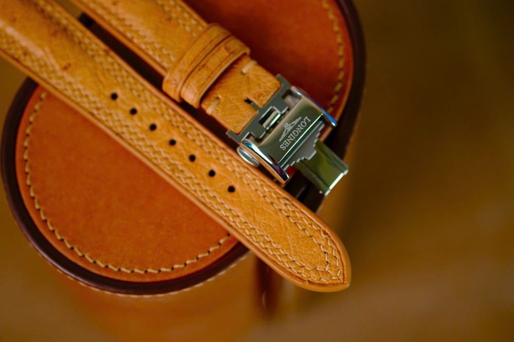 Handmade brown Ostrich Longines strap size 21 (can change size length)