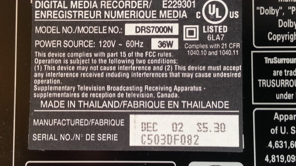 RCA Scenium DRS7000N Digital Media Recorder w DVR