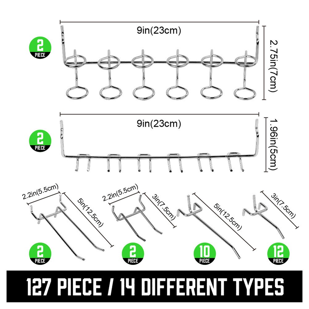 Pegboard Hooks Assortment Basket Pegboard Pack Pinboard Rack Organizing Tool 127