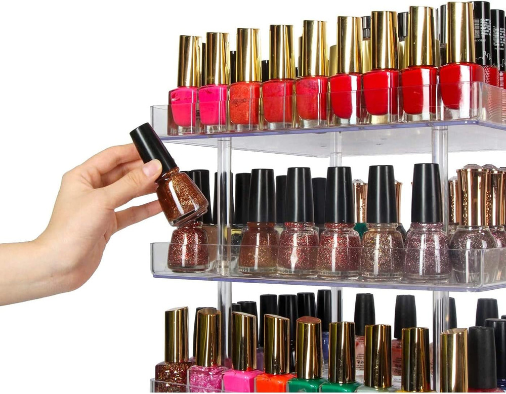 JACKCUBE DESIGN 5 Tier Clear Nail Polish 360 Rotating Display Rack Organizer Sta