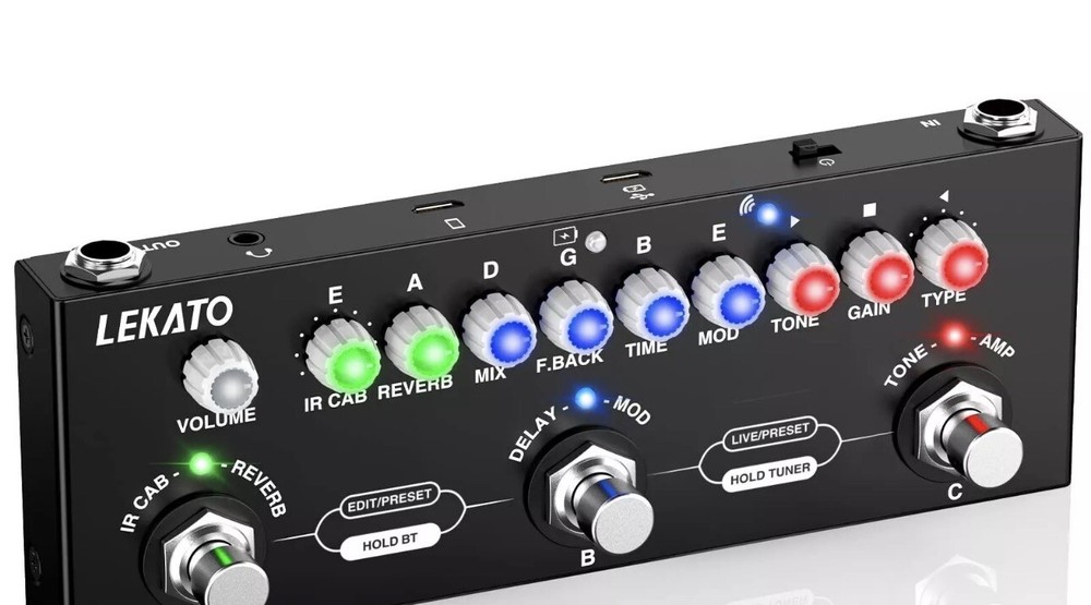 LEKATO Multi Effects Guitar Pedal, with IR Loading 9 AMP Models