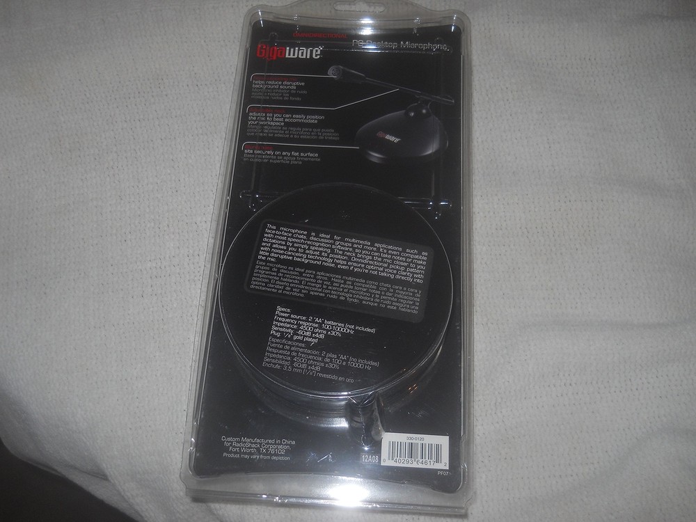 Gigaware Noise-Cancelling PC Desktop Microphone - Omnidirectional - Black