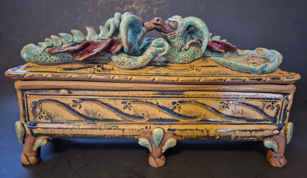Pottery Clay Hand Crafted Dragon Stick Incense Storage