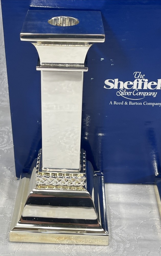 Sheffield Silver Plate Candlesticks 7” S840 Set 2 Reed Barton
