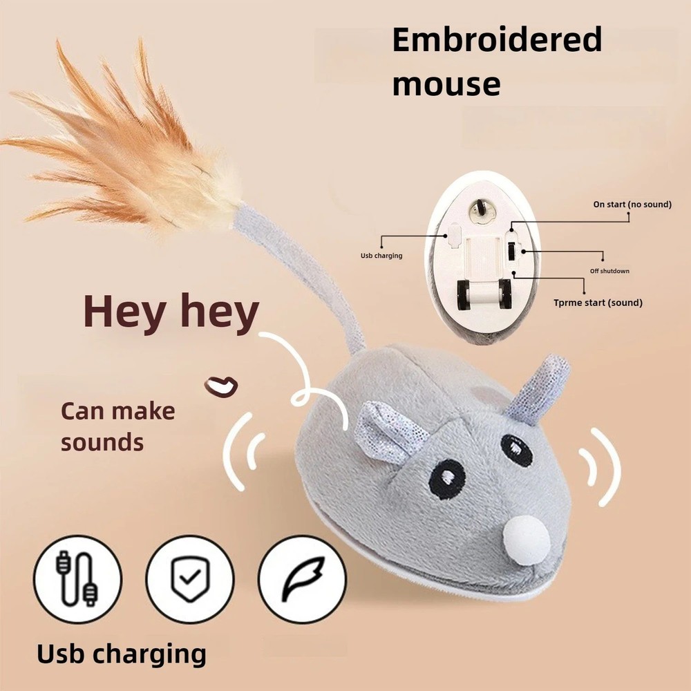 Automatic Electric Cat Toy USB Charging Interactive Squeaky Mouse