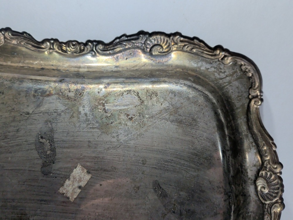 ✨VINTAGE✨ Silverplate Raised Scroll Design Raised Tray Platter