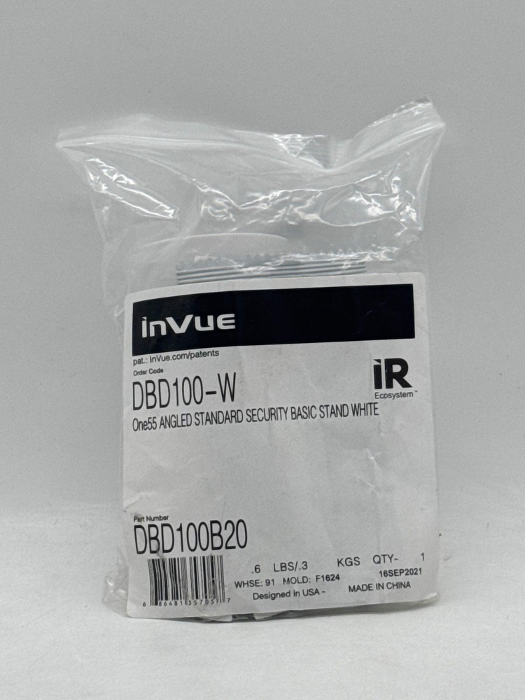 New InVue DBD100-W One 55 ANGLED STANDARD SECURITY BASIC STAND WHITE DBD100B20