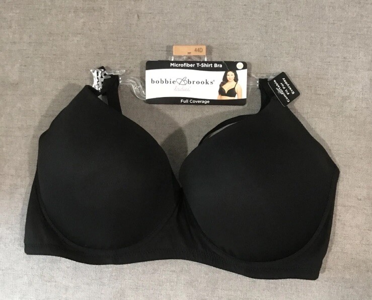 Bobbie Brooks Microfiber T-Shirt Full Coverage Bra 44D Black NWT