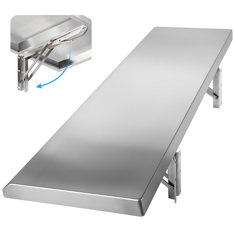 Folding Concession Shelf 36" x 12", Stainless Steel Drop Down Folding Serving...