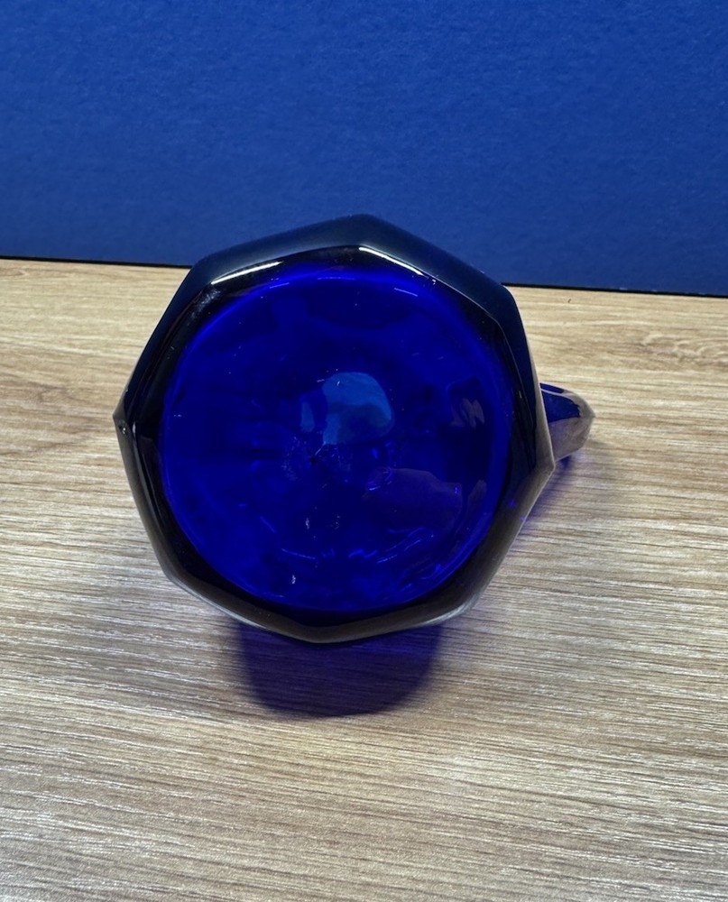 Cobalt Blue Hand Blown Pitcher/Decanter With Clear Stopper READ