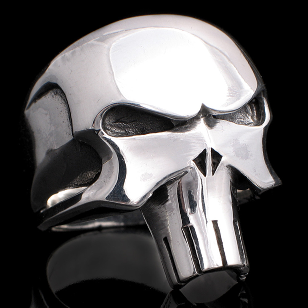 925 Sterling Silver Skull Punisher Men's Ring